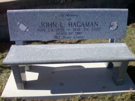 memorial bench for John Hagaman