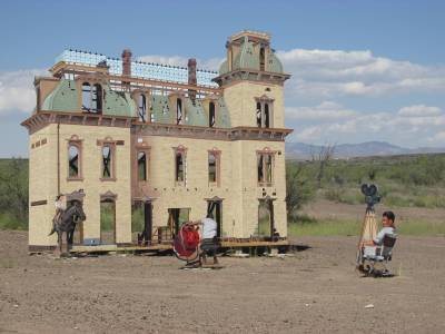 Painted mural at movie set